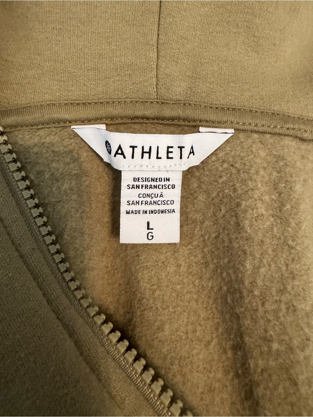 The Athleta Forever Fleece Half Zip Hoodie in Olive - size L - Picture 10 of 13